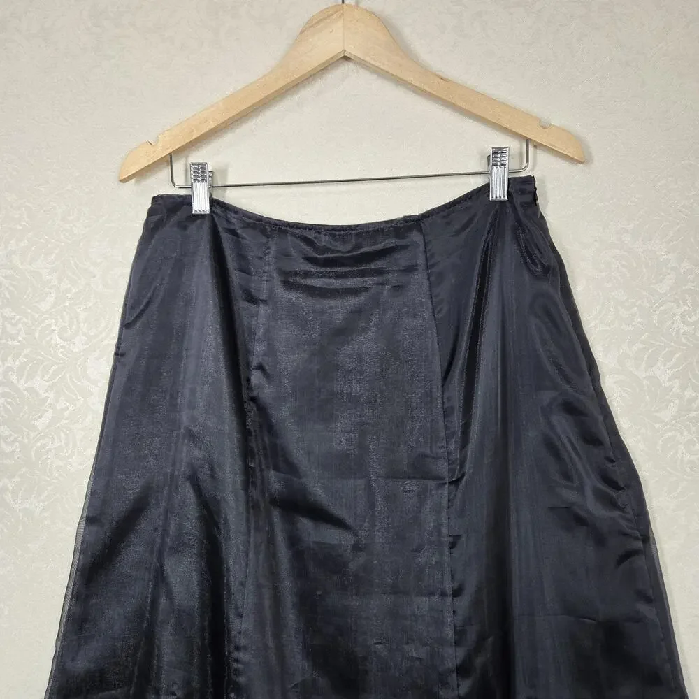 VTG Apostrophe Chiffon Satin Maxi Skirt 12 Black Union Made Label Party Formal
